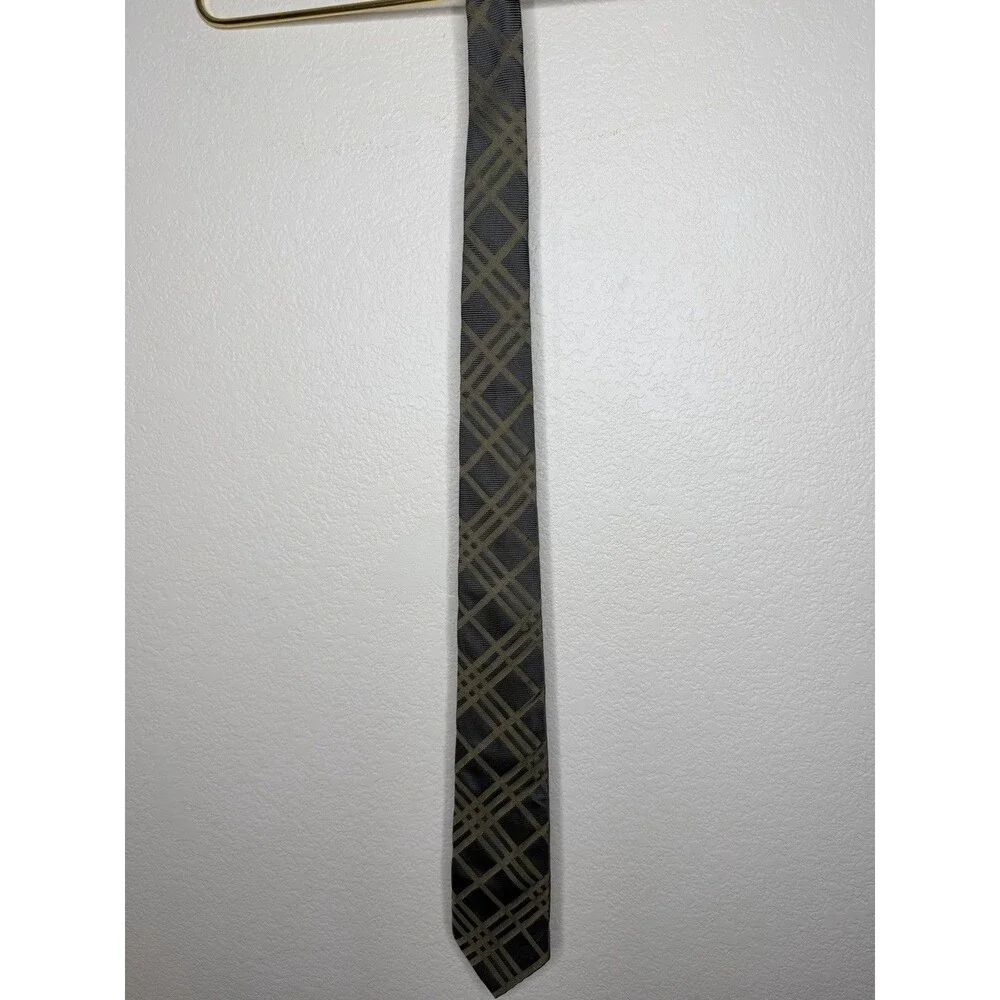 Burberry London Brown Check 100% Silk Tie Necktie Hand Made In Italy 3”